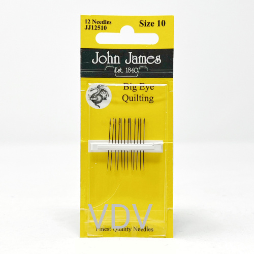 JJ12510 Голка квілтингова з великим вушком №10 (1 блістер х 12 голок) JohnJames (Англія)