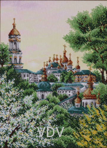 КВ Т-0467 "Печерська Лавра навесні" (вишита картина бісером Preciosa (Чехія) 31x42 см КВ Т-0467 "Печерська Лавра навесні" (вишита картина бісером Preciosa (Чехія) 31x42 см