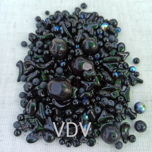Мікс намистин Black (чорний з бензиновим ефектом) №0070 Preciosa (Чехія) 250 г