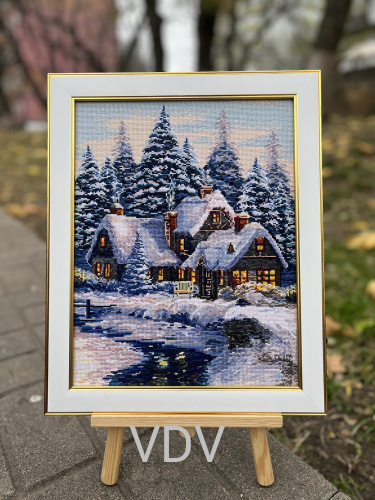 М-0266 "Зимова казка" (набір для вишивання муліне ДМС) 31x41 см. Вишивка Будинки.