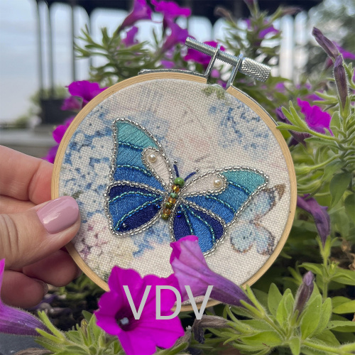 ВК-1036 "Метелик" (набір для вишивання декоративною вишивкою та бісером) 9.5х9.5 см