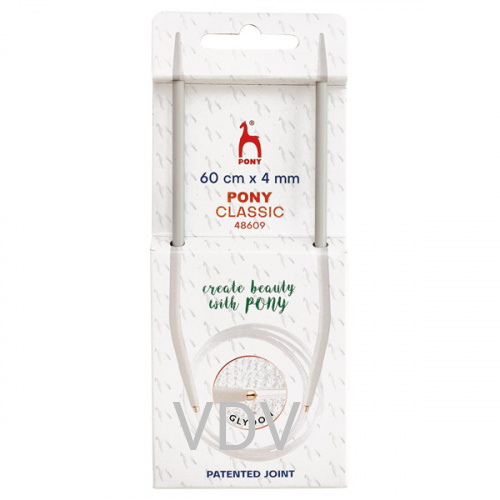48609  Спиці Pony (Індія) 60 см- 4.0 мм кругові алюмінієві (5 блістерів)