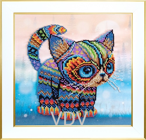 КВ Т-1394 "Кольорове кошеня" ((вишита картина бісером Preciosa (Чехія) бісер10) 20х20 см