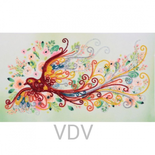 КВ ТН-0720 "Яскравий птах" (вишита картина бісером Preciosa (Чехія) 36x21 см