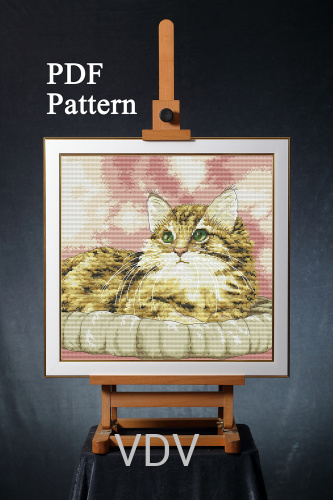 Електронна схема М-0280 "Пухнастий друг" (PDF-схема для вишивання муліне ДМС) 25х25 см