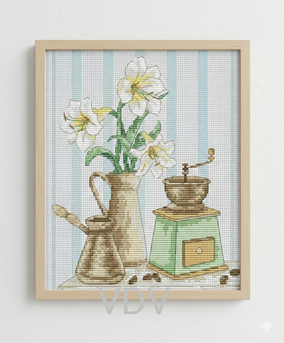 М-0284 "Аромат кави" (набір для вишивання муліне ДМС) 16x18 см