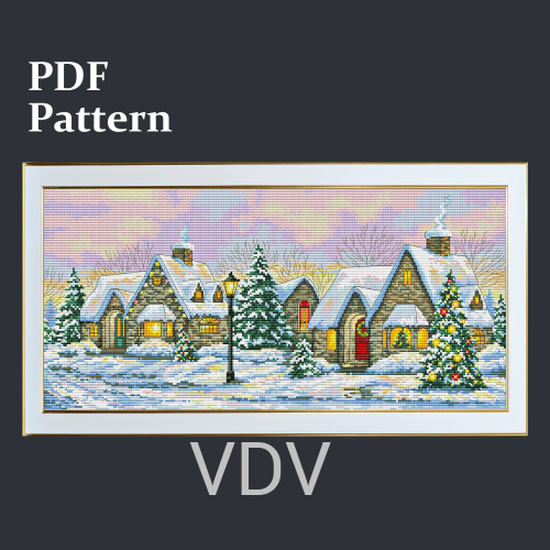 Електронна схема М-0300 "Зимове диво" (PDF-схема для вишивання муліне ДМС) 50х30 см