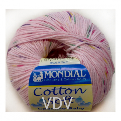 0290 Пряжа Mondial Cotton Soft (50 г/180 м) 100% бавовна, рожевий меланж