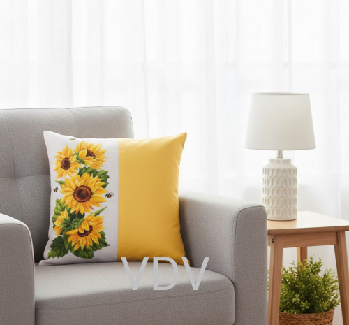 М-0562 Декоративна подушка "Соняхи" (набір для вишивання нитками) 40x40 см