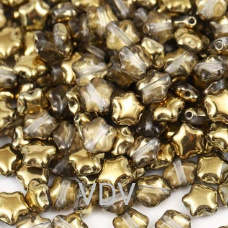 111-30380-00-6мм-00030-26441 Намистини Зірочки (прозорі із золотом) (10 г)