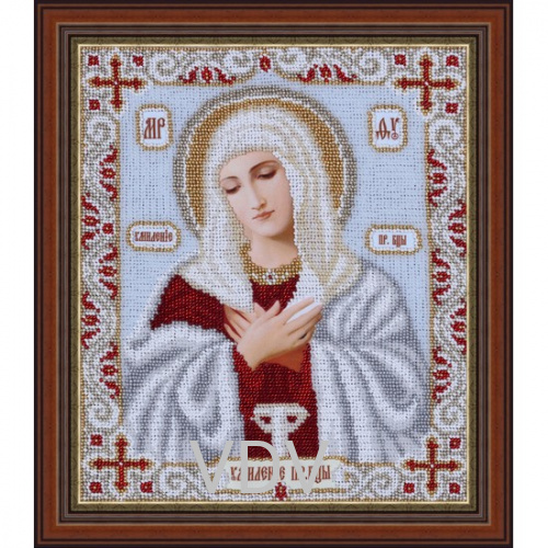 КВ Т-0385 "Образ Пресвятої Богородиці "Умиління" (вишита картина бісером Preciosa (Чехія) 23х28 см