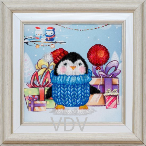 КВ Т-0966 "Новорічне святкування" (вишита картина бісером Preciosa (Чехія) 22х22 см