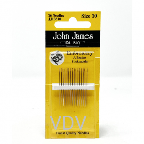 JJ13510 Голка вишивальна №10 (1 блістер х 16 голок) JohnJames (Англія)