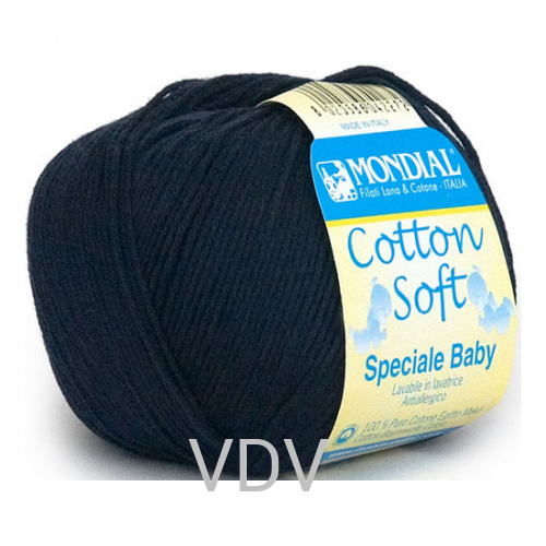 0126 Пряжа Mondial Cotton Soft (50 г/180 м) 100% бавовна, темно-синій