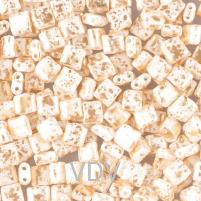 321-94001-5/5-34401 Бісер Чехія Karo (перлиновий мармуровий золотистий) 50 г