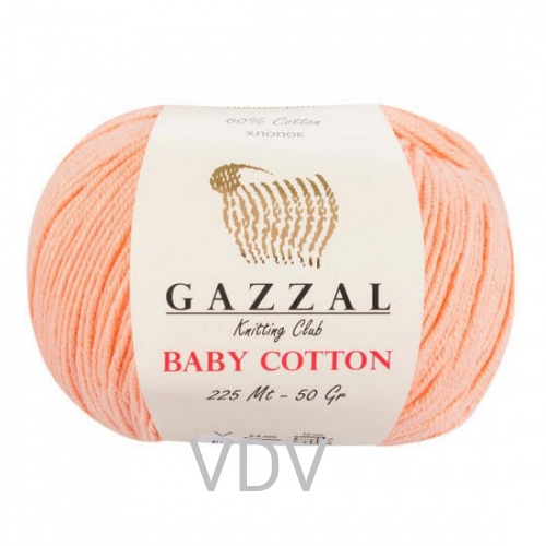 3412 Пряжа GAZZAL Baby Cotton (50 г/165 м) 60% бавовна, 40% акрил (персик)  