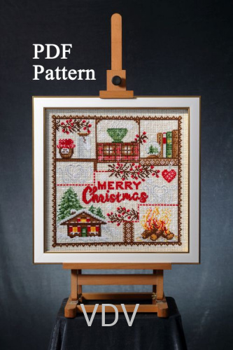 Електронна схема М-0257 "З Різдвом" (PDF-схема для вишивання муліне ДМС) 20х20 см