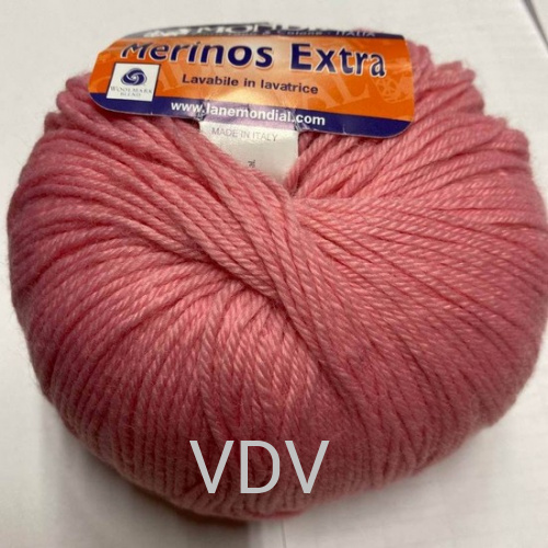 0581 Пряжа Mondial Merinos Extra (100 г/245 м) 50% вовна, 50 п/с, рожевий