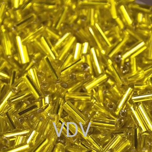 923-3''-87010 Бісер Чехія (стеклярус блискучий лимонно-жовтий) 50 г