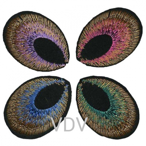 Термоаплікація клейова "Перо" 50х40 мм (зелене, рожеве, блакитне, бузкове) (уп. 5 шт) ТА-0075 