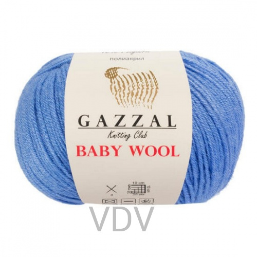813 Пряжа GAZZAL Baby Wool (10х50 г/175 м) 40% мериносова вовна, 20% кашемір, 40% п/а (світло-синій)
