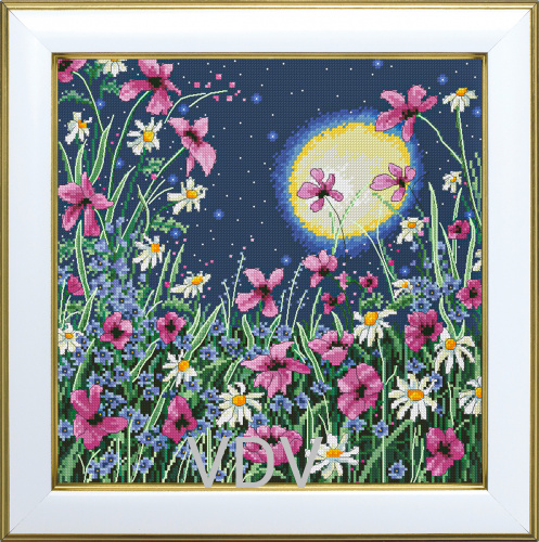 М-0272 "Місячна ніч" (набір для вишивання муліне ДМС) 25х25 см. Вишивка Квіти.