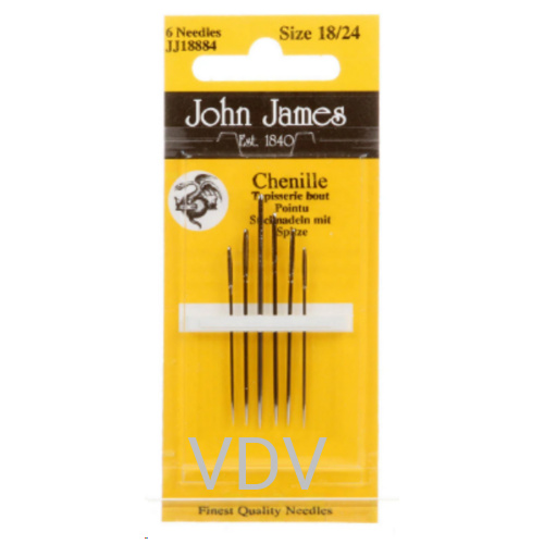 JJ18884 Голка шеніл №18/24 (1 блістер х 6 голок) JohnJames (Англія)