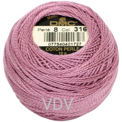 316 Нитка DMC Pearl Cotton (10х80 м) 100% бавовна, арт.116/8 316 Нитка DMC Pearl Cotton (10х80 м) 100% бавовна, арт.116/8