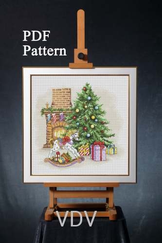 Електронна схема М-0321 "Напередодні Різдва" (PDF-схема для вишивання муліне ДМС) 22х23 см