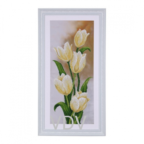 КВ Т-0503 "Білі тюльпани" (вишита картина бісером Preciosa (Чехія) 30х70 см
