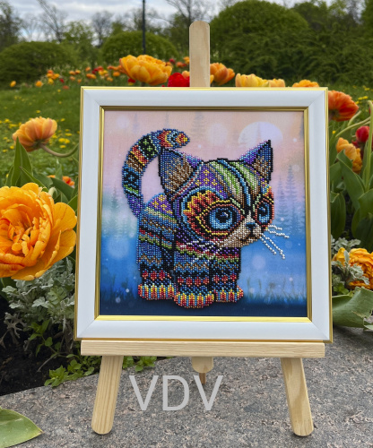 ТН-1394 "Кольорове кошеня" (набір для вишивання бісером) 20х20 см. Вишивка Тварини