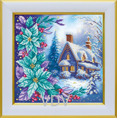 ТН-1393 "Зимова фантазія" (набір для вишивання бісером) 25.5х25.5 см. Вишивка Будинок