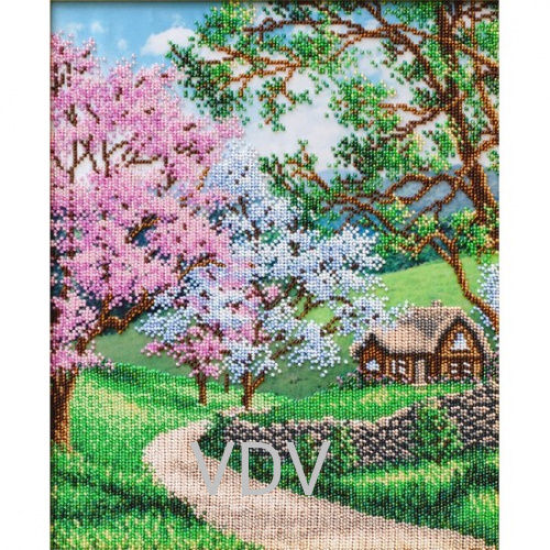 КВ Т-1327 "Квітуча весна" (вишита картина бісером Preciosa (Чехія) 28х33 см