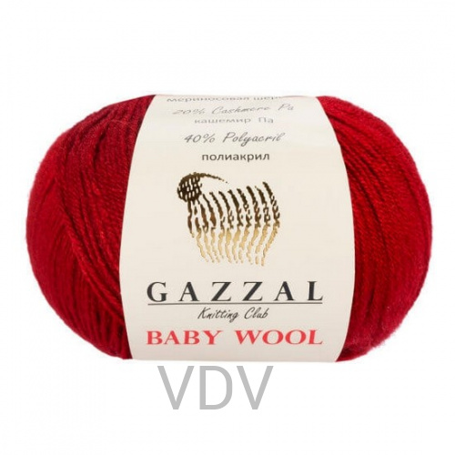 816 Пряжа GAZZAL Baby Wool (10х50 г/175 м) 40% мериносова вовна, 20% кашемір, 40% п/а
