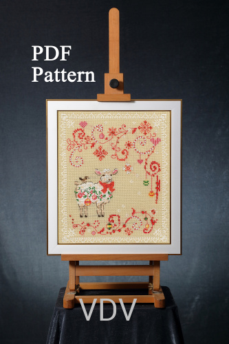 Електронна схема М-0388 "Різдвяна листівка "Баранець" (PDF-схема для вишивання муліне ДМС) 15х18 см