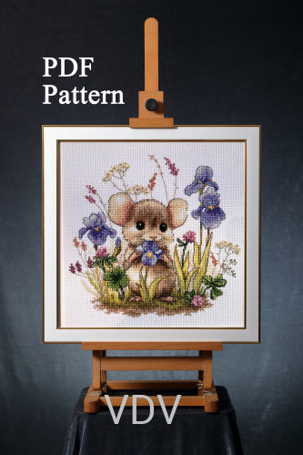 Електронна схема М-0331 "Мишка" (PDF-схема для вишивання муліне ДМС) 20х20 см