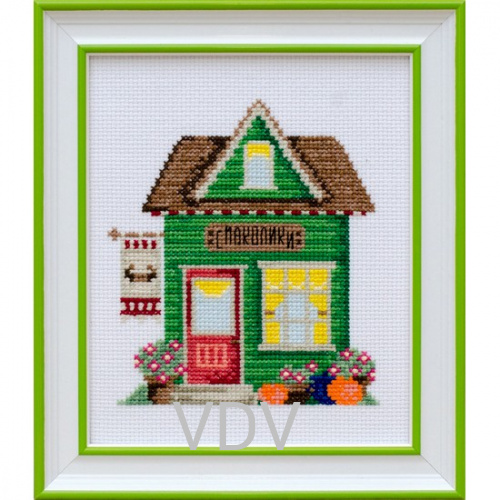 КВ М-0877 "Будинок із смаколиками" (вишита картина муліне ДМС) 15.5х18.5 см