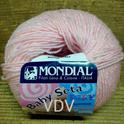633 Пряжа Mondial Baby Seta (50 г/140 м) 80% вовна, 20% віскоза, рожевий