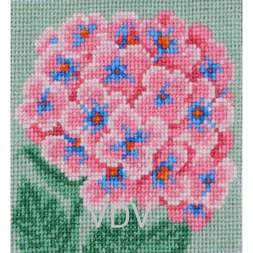 М-0089 "Рожева гортензія" (набір для вишивання муліне ДМС) 10x10 см