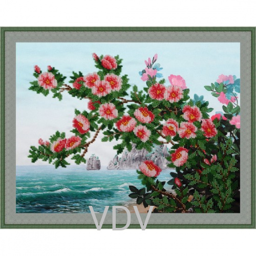 КВ Т-0839 "Дикі троянди" (вишита картина бісером Preciosa (Чехія) 34х27 см