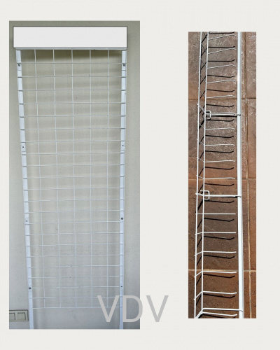 Торговельна стійка з сіткою, 10 полицями та гачками (б/у) 200х108 см