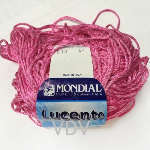 310 Пряжа Mondial Lucente (50 г /90 м) 50% бавовна, 50% віскоза, яскраво-рожевий