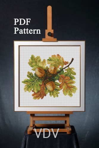 Електронна схема М-0345 "Дари дубового гаю" (PDF-схема для вишивання муліне ДМС) 20х20 см