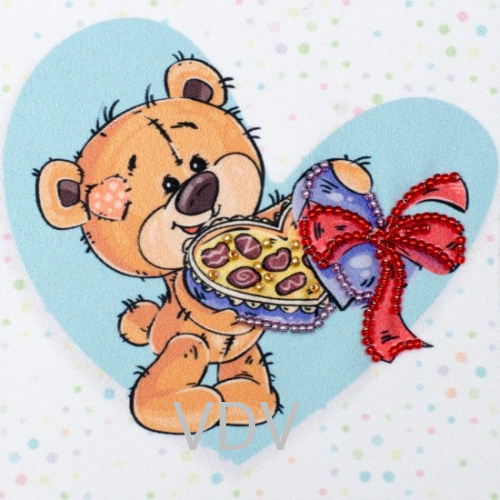 КВ Т-0950 "Закохане ведмежа" (вишита картина бісером Preciosa (Чехія) 11х11 см