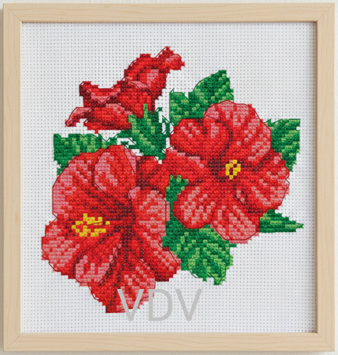 М-0243 "Китайські троянди" (набір для вишивання муліне акрил) 15х15 см