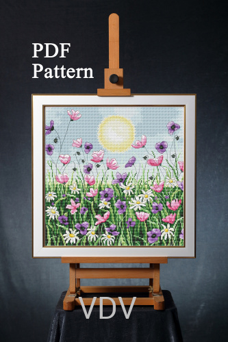 Електронна схема М-0273 "Сонячний день" (PDF-схема для вишивання муліне ДМС) 25х25 см