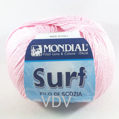 0911 Пряжа Mondial Surf (50 г/160 м) 100% бавовна, рожевий