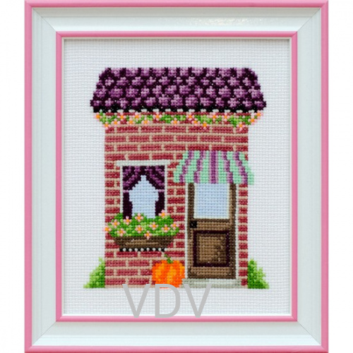 КВ М-0879 "Будинок квіткаря" (вишита картина муліне ДМС) 15.5х18.5 см