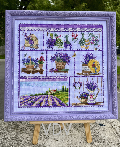 М-0289 "Лавандовий рай" (набір для вишивання муліне ДМС+ бісер Preciosa) 30х30 см