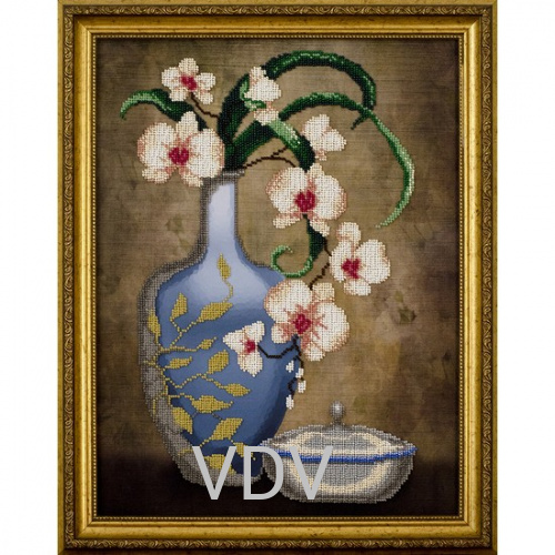 КВ Т-0013 "Ваза з орхідеями" (вишита картина бісер Preciosa) 31х41 см